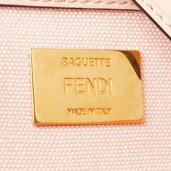 Fendi Pink/Red FF Cotton Canvas Medium Baguette Bag - 8BR600 - Picture 10 of 12